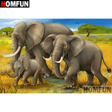 HOMFUN 5D DIY Diamond Painting Full Square/Round Drill "Animal elephant" Embroidery Cross Stitch gift Home Decor Gift A08378 2024 - buy cheap