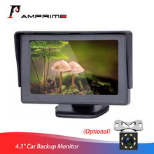 Amprime 4.3 "monitor do carro tft lcd monitor de visão traseira do carro estacionamento sistema retrovisor para backup invertendo câmera para caminhão ônibus caravana 2024 - compre barato