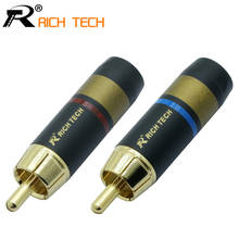 2pcs/1pair RCA Plug Luxury Copper RCA male Connector gold plating audio adapter blue&red pigtail speaker plug for 6.7MM Cable 2024 - buy cheap