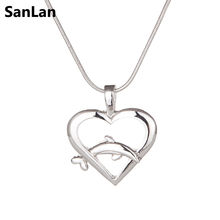 SanLan 12pcs Mom and baby Dolphin necklace in the heart love Dolphin Jewellery 2024 - buy cheap