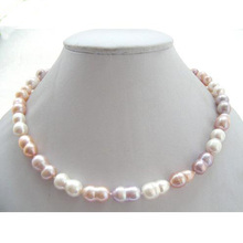 Чудесное ожерелье из натурального жемчуга, 20 мм, белый, розовый, фиолетовый, натуральный пресноводного жемчуга, 17 дюймов, для вечеринок 2024 - купить недорого