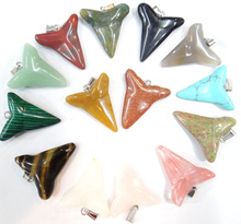 Fashion good quality natural Stone Shark tooth Charms pendants fit necklace jewelry making 10pcs/lot Wholesale Free Shipping 2024 - buy cheap