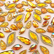Bright 145pcs Yellow AB Bling Sew On Wedding Dress Strass Stone Crystal Rhinestones Beads Sewing For Clothing Dress Decorations 2024 - buy cheap