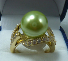 Noblest 12mm green shell pearl 18KGP ring(#7.8.9) 2024 - купить недорого