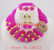 New Design Multistrand Nigerian Wedding Jewelry Set With Rhine Flower Women African Beads Jewelry Set BS301-14 2024 - buy cheap