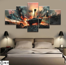 5 peça guerra militar mundo de navios de guerra tanque mundo pintura jogo cartaz decorativo mural decoração da parede pintura da lona por atacado 2024 - compre barato