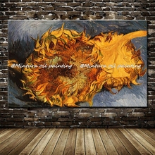 Two Cut Sunflowers Of Vincent Van Gogh Hand Painted Reproduction Famous Oil Paintings On Canvas Wall Art Pictures For Home Decor 2024 - buy cheap