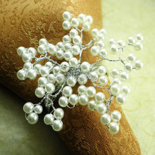 Anillo de servilleta de flor de perla blanca, soporte para servilletas shoot 2024 - compra barato