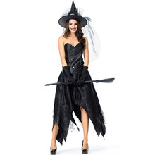 Black  Evil Witch Costume Halloween Party Sexy Witch Cosplay Carnival Fantasia Fancy Dress 2024 - buy cheap