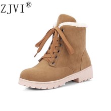 ZJVI Women Nubuck Ankle Snow Boots Womens Winter Warm Plush Boots 2021 Fashion Woman 4cm Square Heels Ladies Black Suede Shoes 2024 - buy cheap