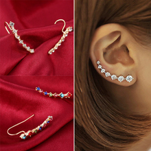 Brincos tipo ear clip com strass, acessório de joia feminino 2024 - compre barato