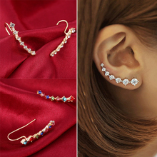 Brincos tipo ear cuff com cristais e strass, acessório de joia chique 2024 - compre barato