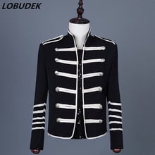 New Punk Style Men's Vintage Court Dress Red Black Double-breasted Jacket DJ Singer Bar Nightclub Stage Costume Dancer Slim Coat 2024 - buy cheap