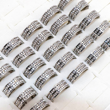 Atacado 36 strass de aço inoxidável anéis de moda feminina anel de festa de casamento polido dentro # rsr081002 2024 - compre barato