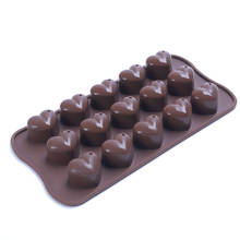 Non-stick Silicone Chocolate Molds Love Heart Shaped Jelly Ice Molds Cookie Cake Mould Bakeware Baking Tools Brown 15 Holes 2024 - buy cheap