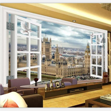 Papel de parede personalizado para sala de estar, quarto, janela de mural, belo cenário europeu, paisagem 3d, estéreo, plano de fundo da tv 2024 - compre barato
