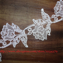 Encaje de Venecia de flores delicadas para boda, adornos de costura artesanal de poliéster, 6 yardas, LW0019, 10cm 2024 - compra barato