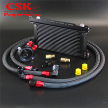 Черный 19-рядный масляный радиатор с кронштейном + адаптер для фильтра, шланг, комплект для японского автомобиля 2024 - купить недорого