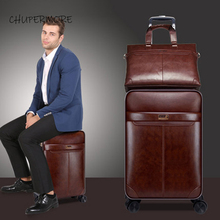 Chupermore Retro PU Leather Rolling Luggage Sets Spinner Men Business Suitcase Wheels 16 inch Cabin Password Trolley 2024 - buy cheap