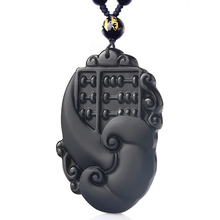 QIANXU-collar negro con colgante de Jade obsidiana, joyería de Jade para hombres, joyería para mujeres 2024 - compra barato