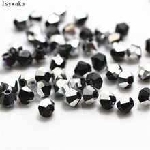 Isywaka Black Silver Color 100pcs 4mm Bicone Austria Crystal Beads charm Glass Beads Loose Spacer Bead for DIY Jewelry Making 2024 - buy cheap