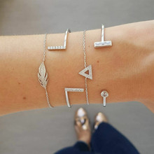 Fashion personality irregular geometric triangle leaf bracelet bracelet combination four-piece jewelry new 2024 - buy cheap