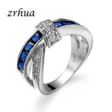 ZRHUA Оригинальное кольцо из стерлингового серебра 925 пробы для женщин с кубическим цирконием и крестом, свадебное кольцо для девочек, новый дизайн, аксессуары с кристаллами 2024 - купить недорого