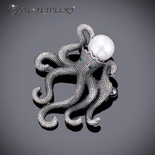 IYOE Antique Plated Unique Octopus Brooches Retro Style Simulated Pearl Brooch Pins Ladies Fashion Scarf Jewelry Accessories 2024 - buy cheap