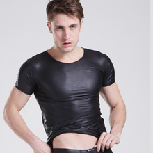 Camisetas de couro falso masculinas, camisetas justas e sensuais para homens (incluindo camiseta) 2024 - compre barato