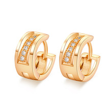 New Arrival Shiny Tiny Zirconia Hoop Earrings  Real Yellow Gold Filled Trend Huggie Earrings for Women 2024 - buy cheap
