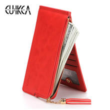 CUIKCA Women Wallet Purse Carteira Clutch Handbag Makeup Mirror Bag Nubuck Leather Zipper Coin Female Wallet ID Card Holder Case 2024 - buy cheap