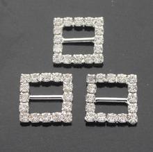 100 unids/lote de hebillas de diamantes de imitación moldeadas cuadradas de 15mm, accesorios de cinta deslizantes 2024 - compra barato