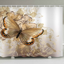 Yellow Shower Curtain 3d Shower Curtain Butterfly Gift Polyester Brown 180*180cm Vintage Luxury 3d Print Bath Curtain 2024 - buy cheap