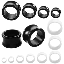 SwanJo 1 Pair Black White Acrylic Ear Tunnel Gauges Flesh Double Flared Tunnels Body Piercing Jewelry 2024 - buy cheap