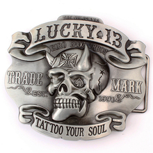 Fashion male belt lucky skull head belt buckle for genuine leather metal buckles tattoo 2024 - buy cheap
