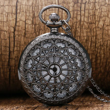 Relógio de bolso com corrente, relógio de quartzo da moda, preto, oco, com corrente, melhor presente para homens e mulheres 2024 - compre barato