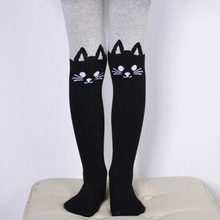 Meia-calça infantil de algodão para meninas, meias-calças estampadas fofas de gato e desenho animado para crianças, primavera e outono 2024 - compre barato