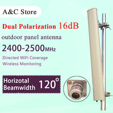 dual polarization wifi antenna  2.4G 16dBi 120degree outdoor panel antenna for ap sector N-female 2024 - buy cheap