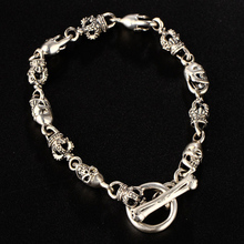 Pulsera de plata de ley 925 auténtica para hombre y mujer, brazalete de plata, diseño de esqueleto, estilo tailandés, regalo de cumpleaños, joyería fina 2024 - compra barato