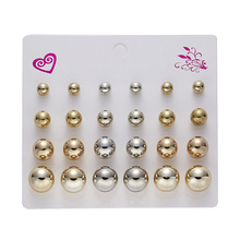12 pairs/set Crystal Simulated Pearl Earrings Set Women Jewelry Piercing Ball Stud Earring kit Bijouteria brincos gift 2024 - buy cheap