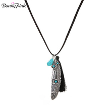 Ethnic Tassel Pendant Necklace For Women Vintage Alloy Layer Pendant Necklace Chunky Synthetic Stone Necklace Fashion Jewelry 2024 - buy cheap