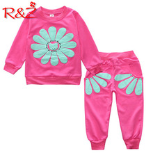 R&Z children's suit 2019 spring and autumn new girls casual suit children's cotton flower sweater trousers two-piece 2024 - buy cheap