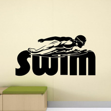 Pegatina de vinilo para pared para hombre, cartel de natación, cita de gimnasio, póster de nadador, Mural de arte de pared, decoración de Fitness, C163 2024 - compra barato