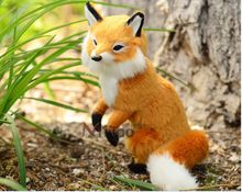 yellow simulation fox toy handicraft Polyethylene&fur standing fox doll gift about 16x11x16cm 2506 2024 - buy cheap