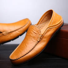 Big Size 38-45 Mens Shoes Fashion Brand Men Loafers Spring Autumn Moccasins Men Genuine Leather Walking Shoes Men's Flats Shoes 2024 - buy cheap