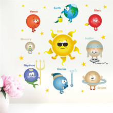 Космическая солнечная система настенные наклейки для детских комнат домашний декор планеты Земля солнце Сатурн Марс настенные наклейки росписи искусства 2024 - купить недорого