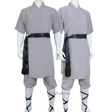 Uniforme monge shaolin kung fu roupão para artes marciais tai chi roupa masculina manga curta unissex roupas de verão 25 cores 2024 - compre barato