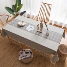 Tassel Plaid Decorative Linen Tablecloth Oilproof Thick Rectangular Wedding Dining Table Cover Coffee Grey Tea Table Cloth 2024 - buy cheap