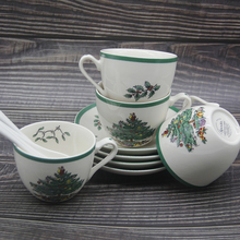 Set of 4 Christmas Tree Tea Cup With Plate and Spoon European Style Cup Saucer Set Coffee Tea Cup Ceramic Cup Set 2024 - buy cheap