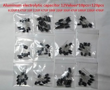 1set of 120pcs 12 values 0.22UF-470UF Aluminum electrolytic capacitor assortment kit set pack 0.47/1/2.2/4.7/10/22/33/47/100/220 2024 - buy cheap